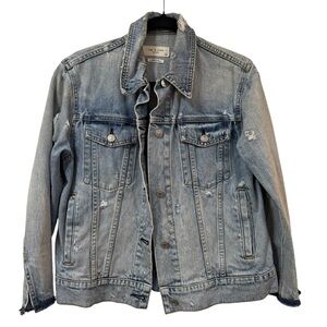 rag & bone Maxwell denim jacket S light wash distressed raw hem trucker designer